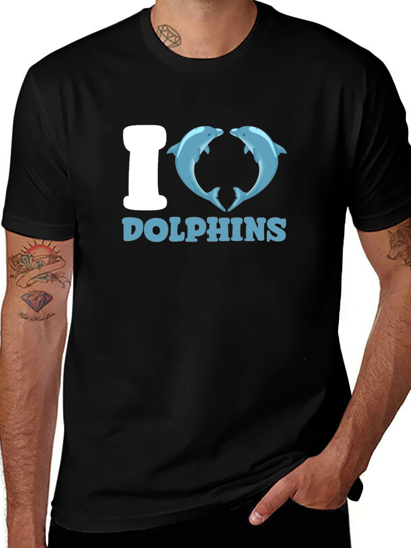 I Heart Dolphins Black Graphic Tee
