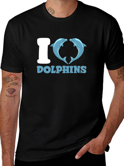 I Heart Dolphins Black Graphic Tee