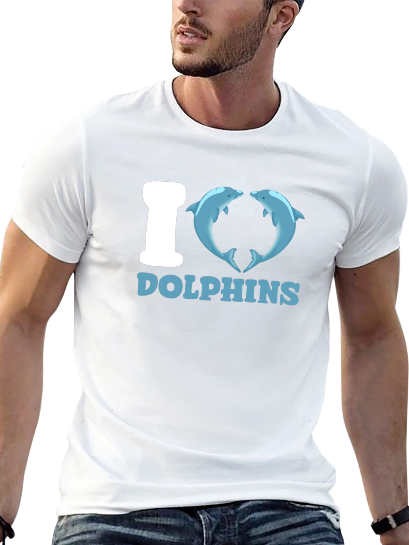 I Heart Dolphins Black Graphic Tee