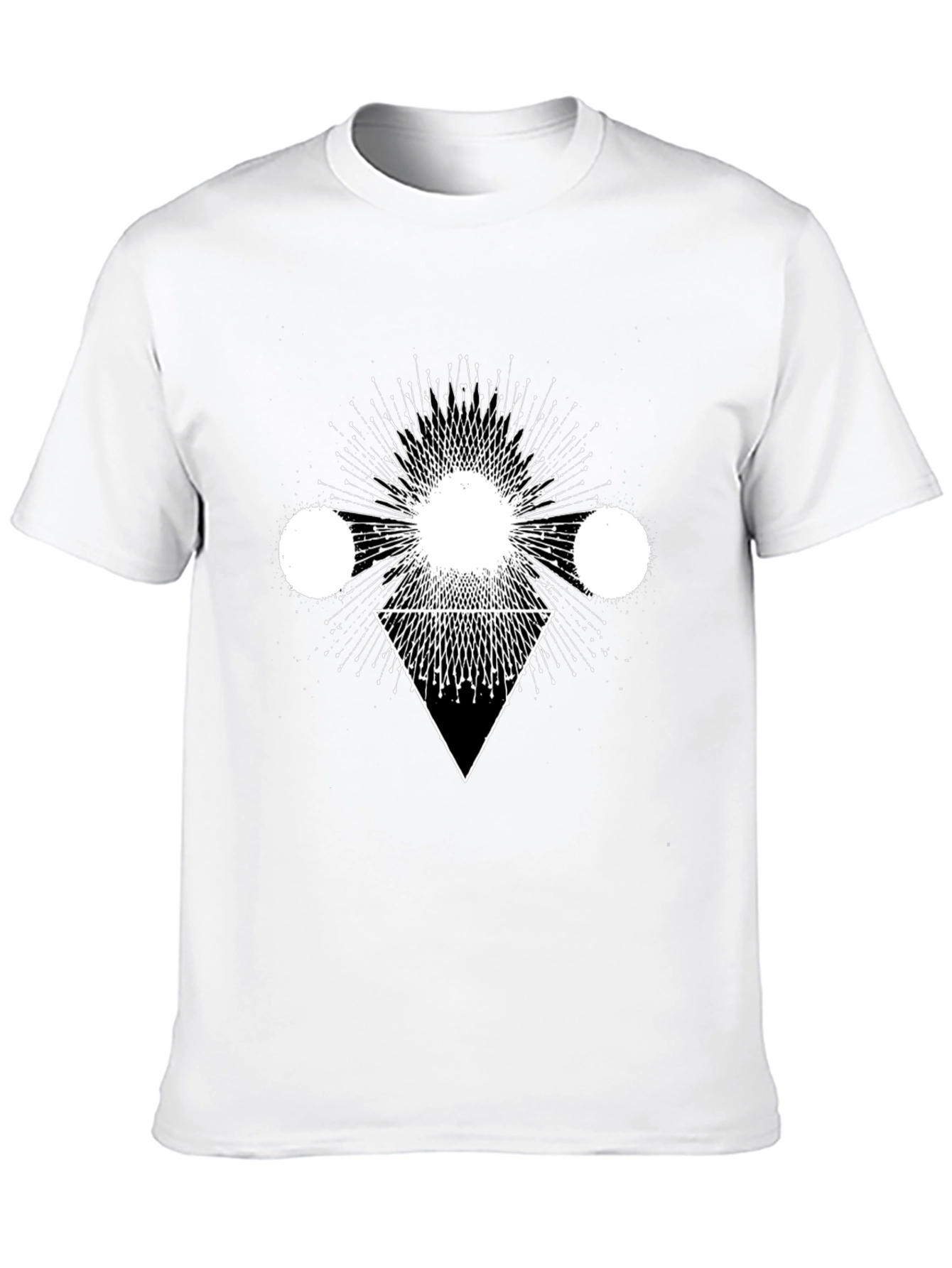 Geometric Print Black Cotton T-Shirt