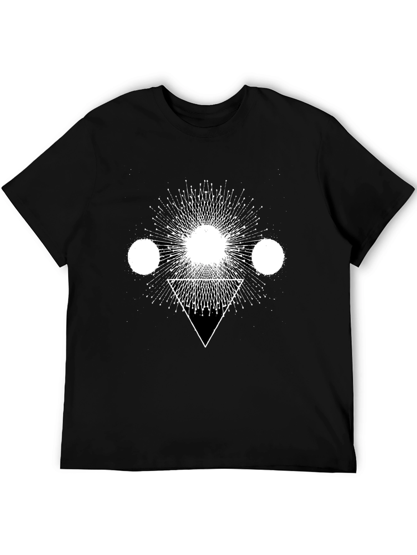 Geometric Print Black Cotton T-Shirt