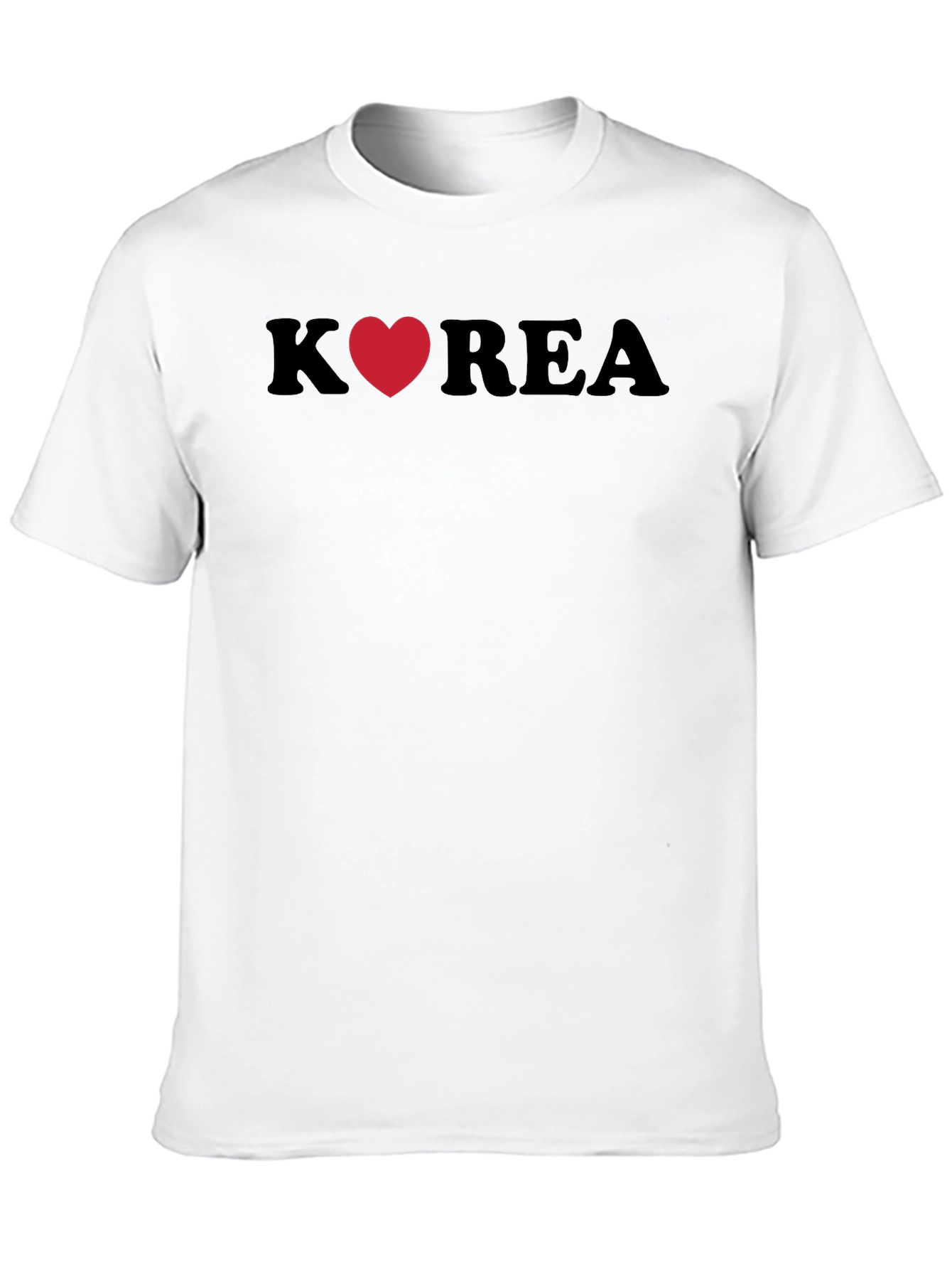 Korea Heart Graphic Tee - Stylish Black T-Shirt