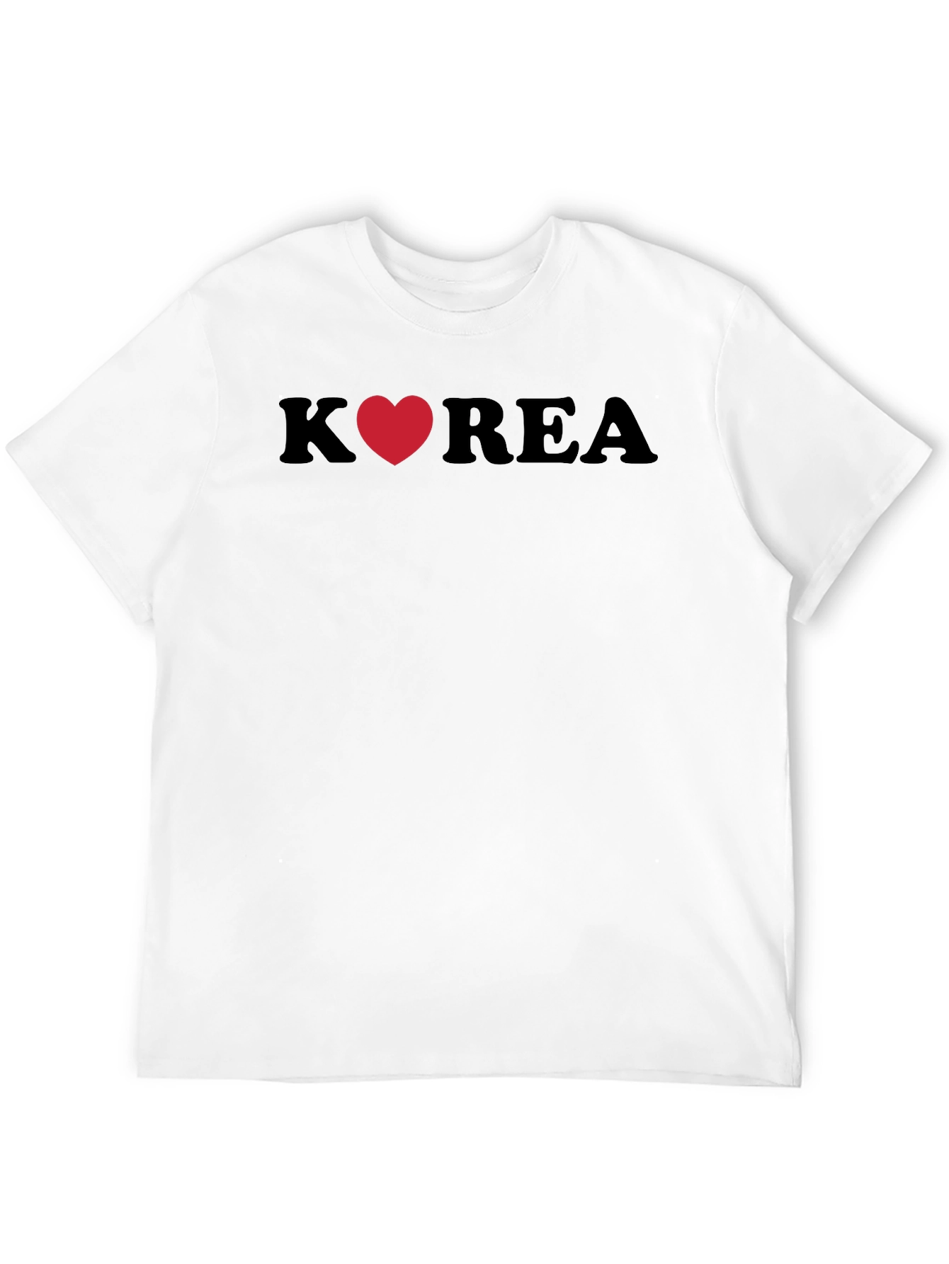 Korea Heart Graphic Tee - Stylish Black T-Shirt