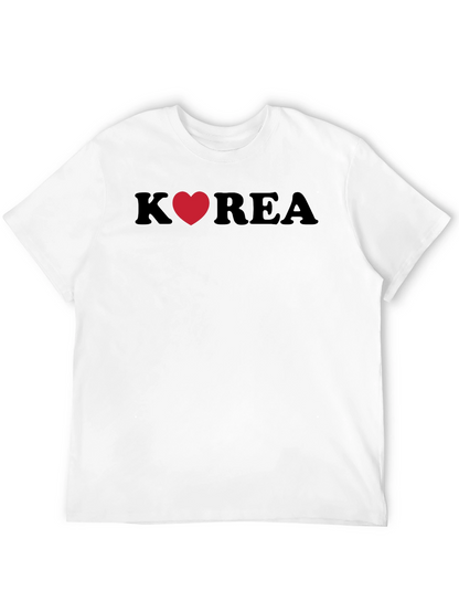 Korea Heart Graphic Tee - Stylish Black T-Shirt