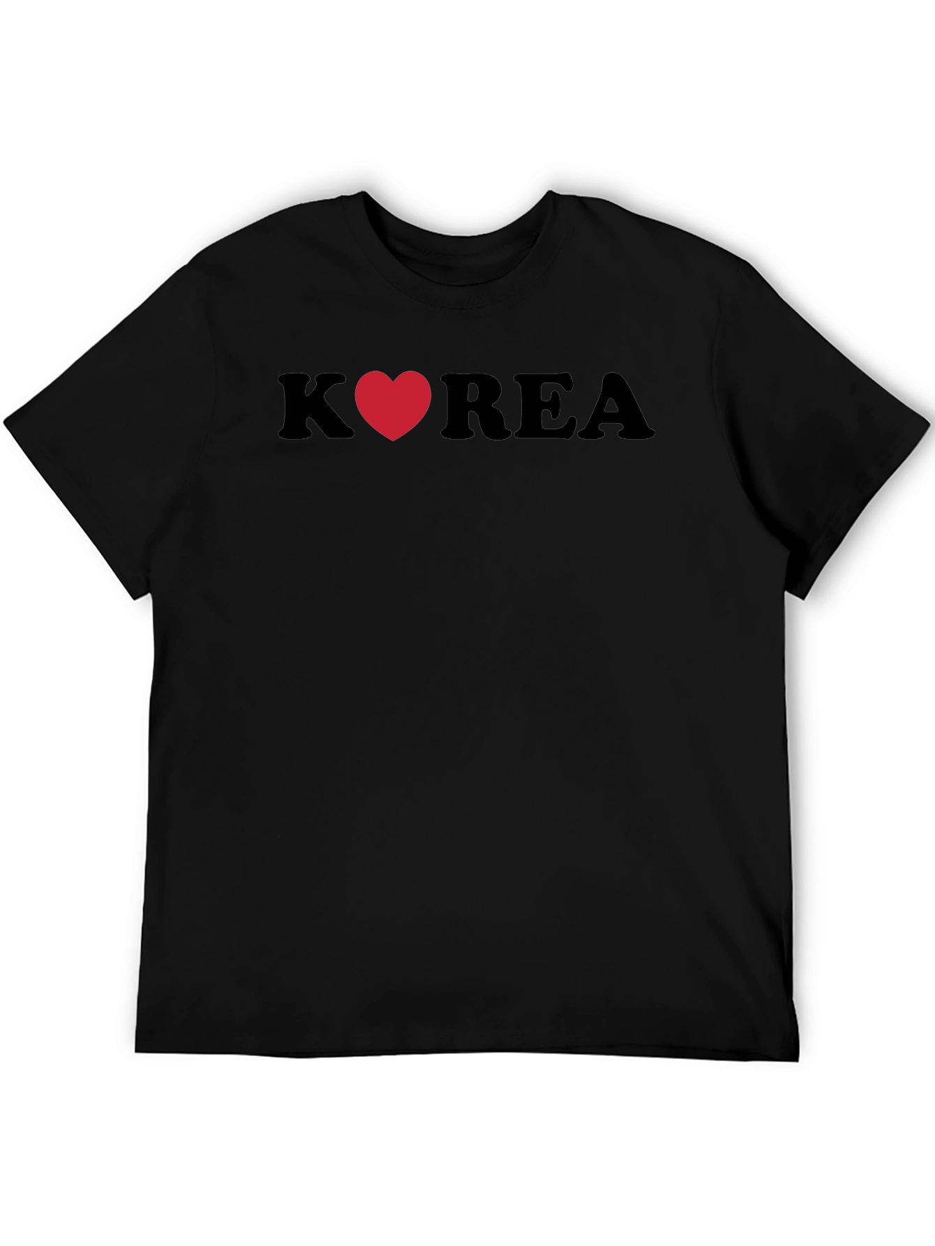Korea Heart Graphic Tee - Stylish Black T-Shirt