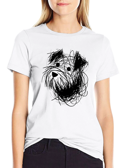 Abstract Dog Sketch Black T-Shirt