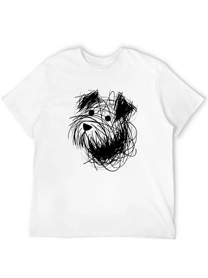Abstract Dog Sketch Black T-Shirt