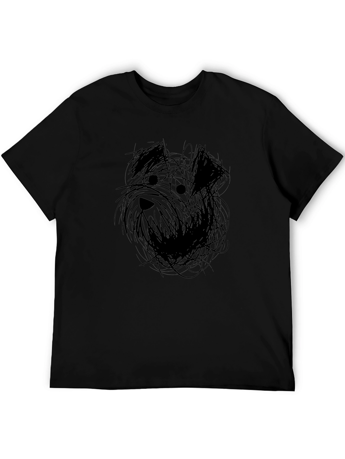 Abstract Dog Sketch Black T-Shirt