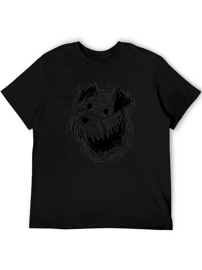 Abstract Dog Sketch Black T-Shirt