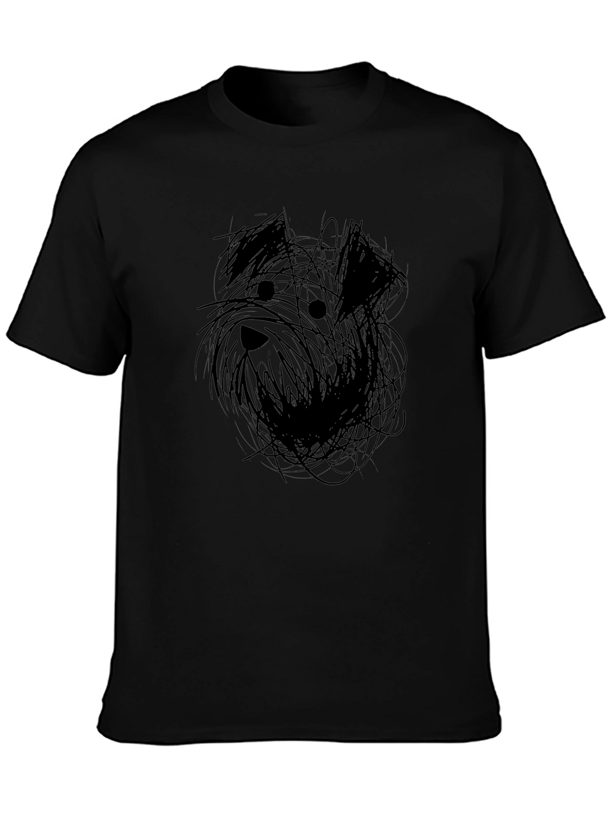 Abstract Dog Sketch Black T-Shirt