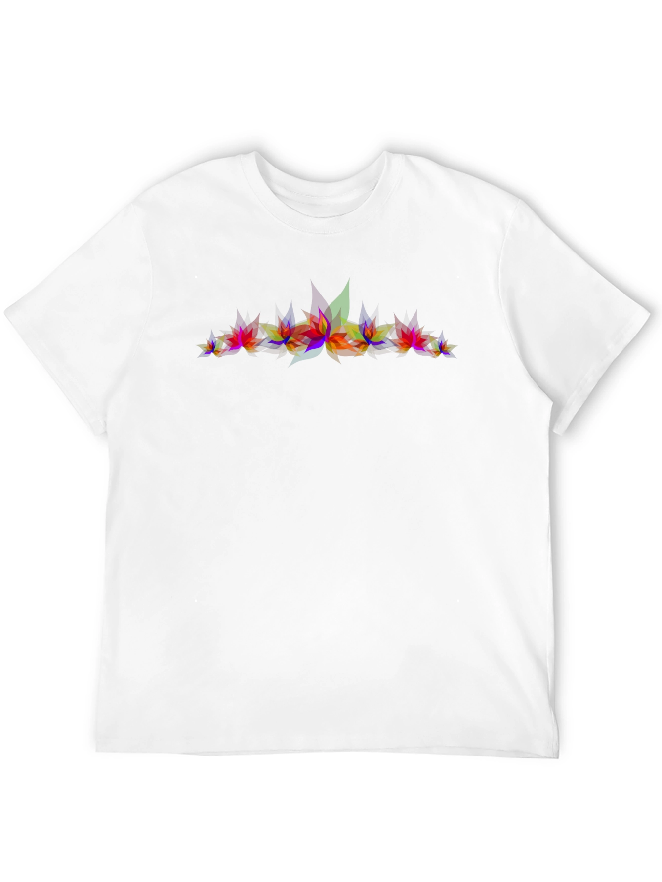 Abstract Geometric Leaves Graphic Print Black T-Shirt