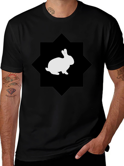 Rabbit Graphic Print Black Tee