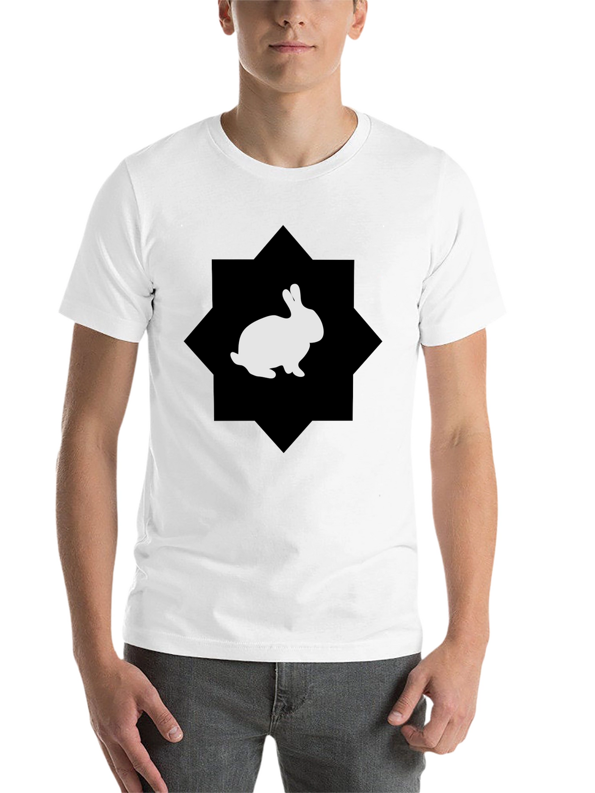 Rabbit Graphic Print Black Tee