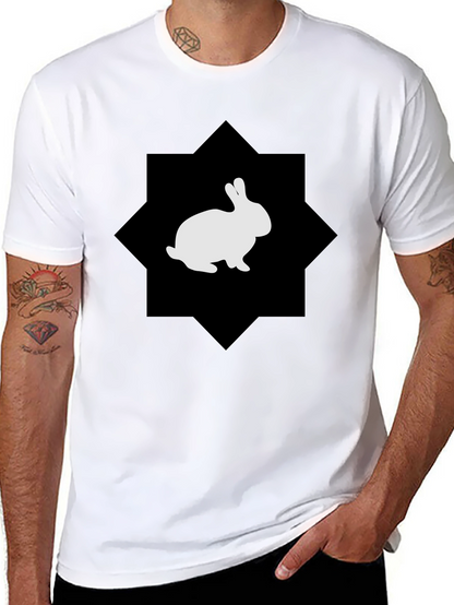 Rabbit Graphic Print Black Tee