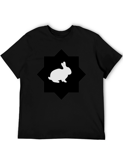 Rabbit Graphic Print Black Tee
