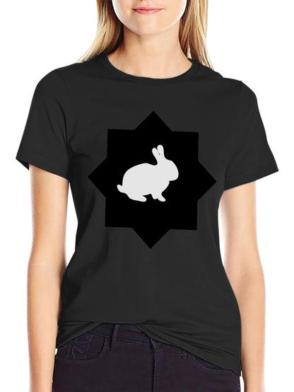 Rabbit Graphic Print Black Tee
