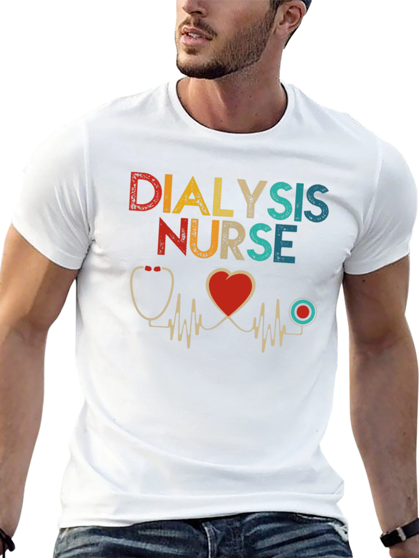 Dialysis Nurse T-Shirt Heartbeat Design