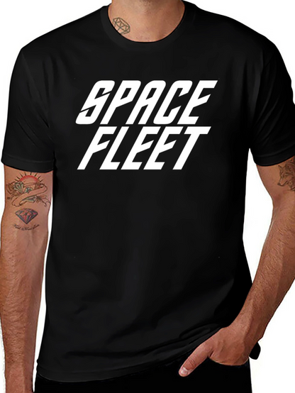 Space Fleet Graphic T-Shirt - Sci-Fi Style Black Tee