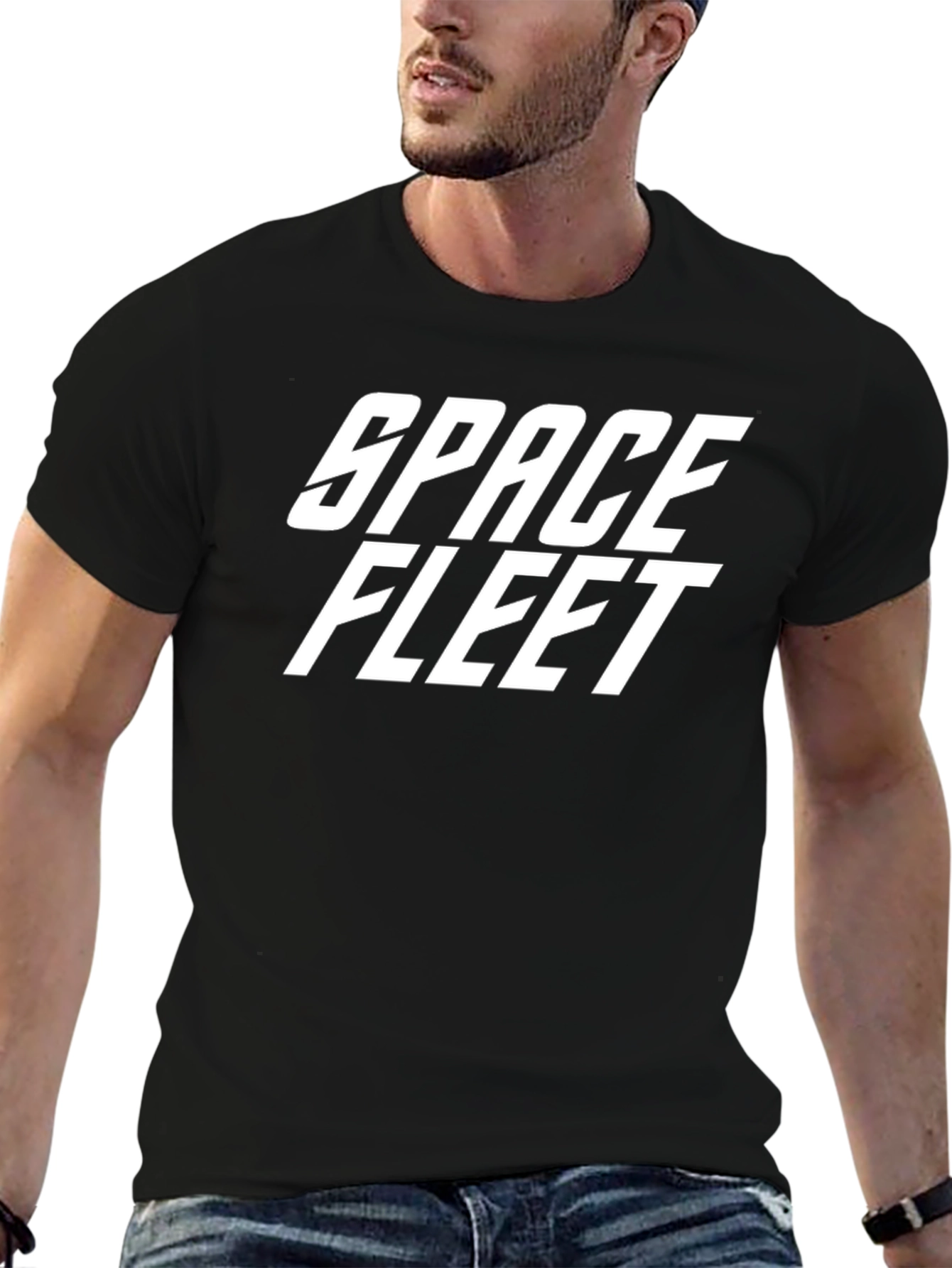 Space Fleet Graphic T-Shirt - Sci-Fi Style Black Tee