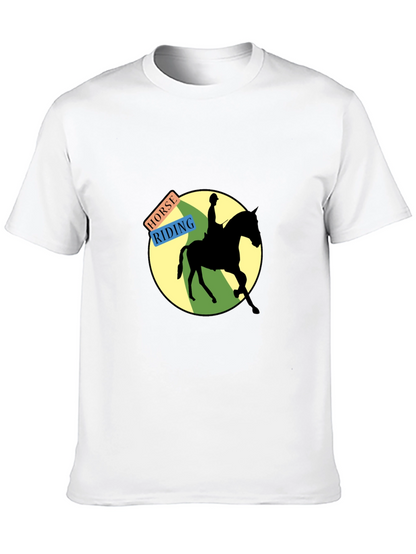 Horse Riding Graphic Tee - Black Cotton Blend