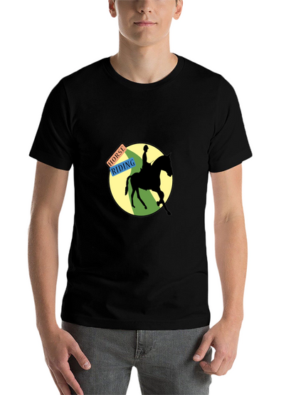 Horse Riding Graphic Tee - Black Cotton Blend