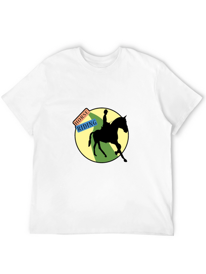 Horse Riding Graphic Tee - Black Cotton Blend