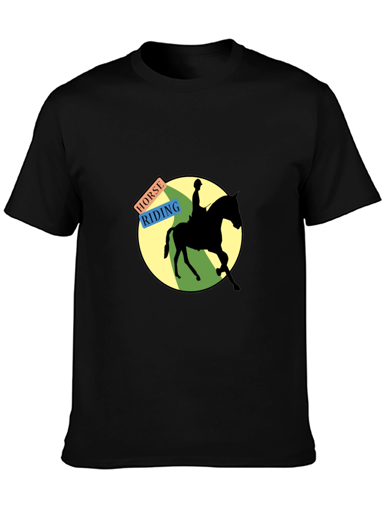 Horse Riding Graphic Tee - Black Cotton Blend