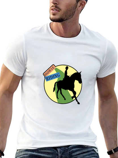 Horse Riding Graphic Tee - Black Cotton Blend