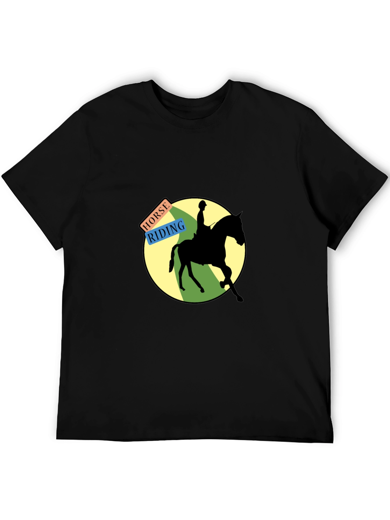 Horse Riding Graphic Tee - Black Cotton Blend