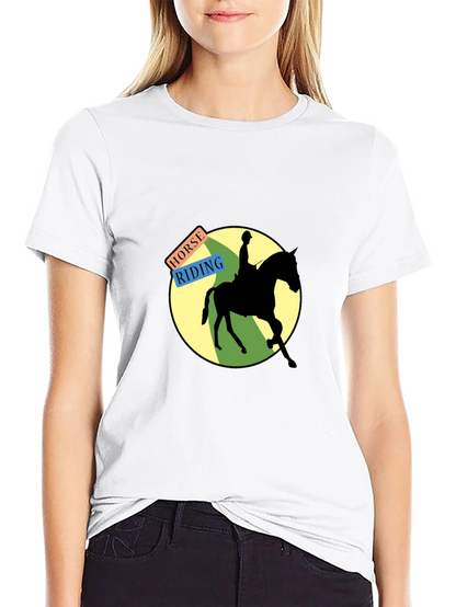 Horse Riding Graphic Tee - Black Cotton Blend
