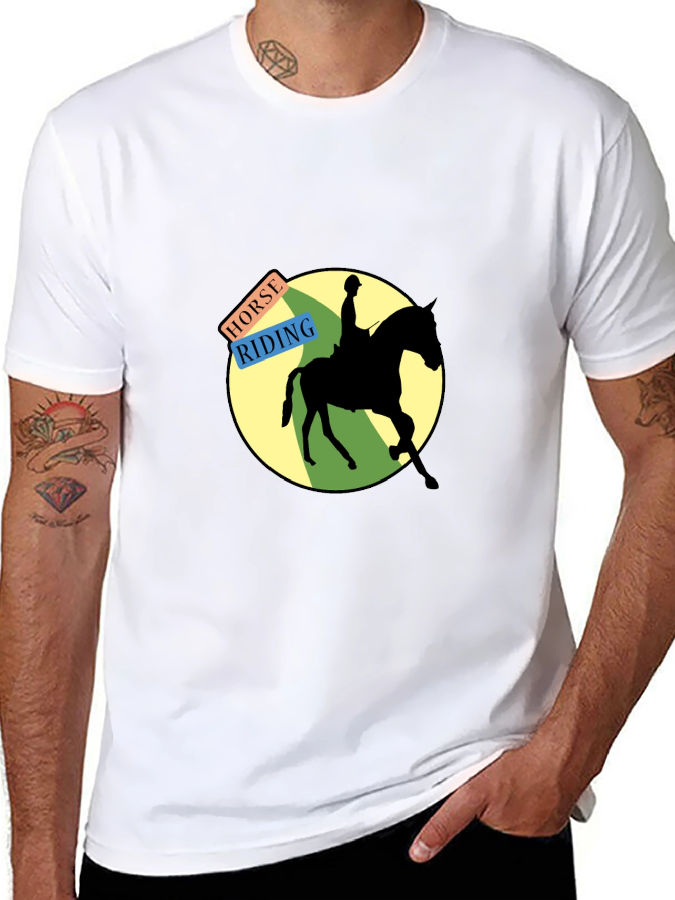 Horse Riding Graphic Tee - Black Cotton Blend