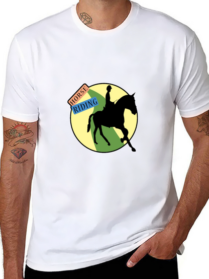Horse Riding Graphic Tee - Black Cotton Blend