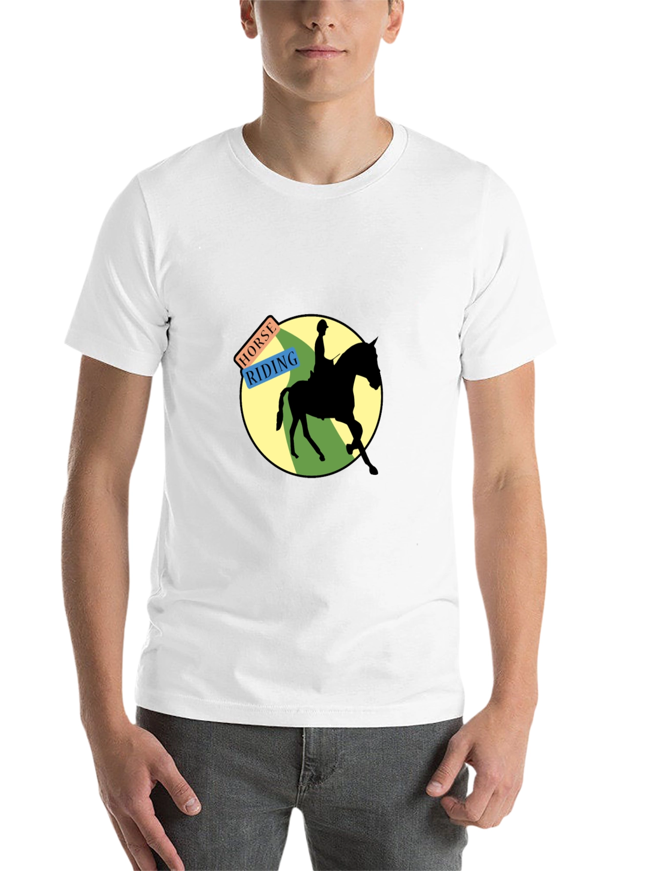 Horse Riding Graphic Tee - Black Cotton Blend