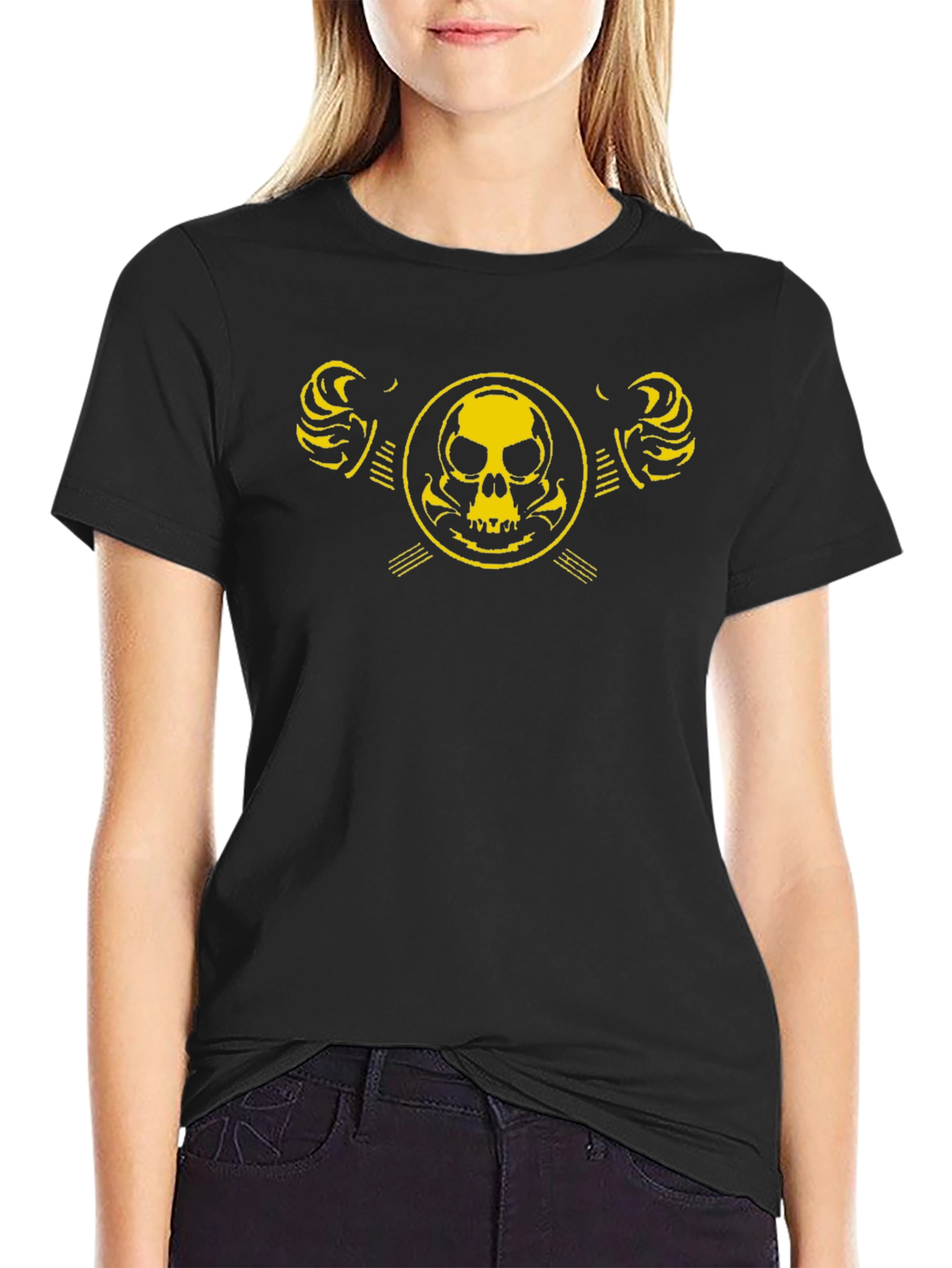 Skull Emblem Graphic Black T-Shirt