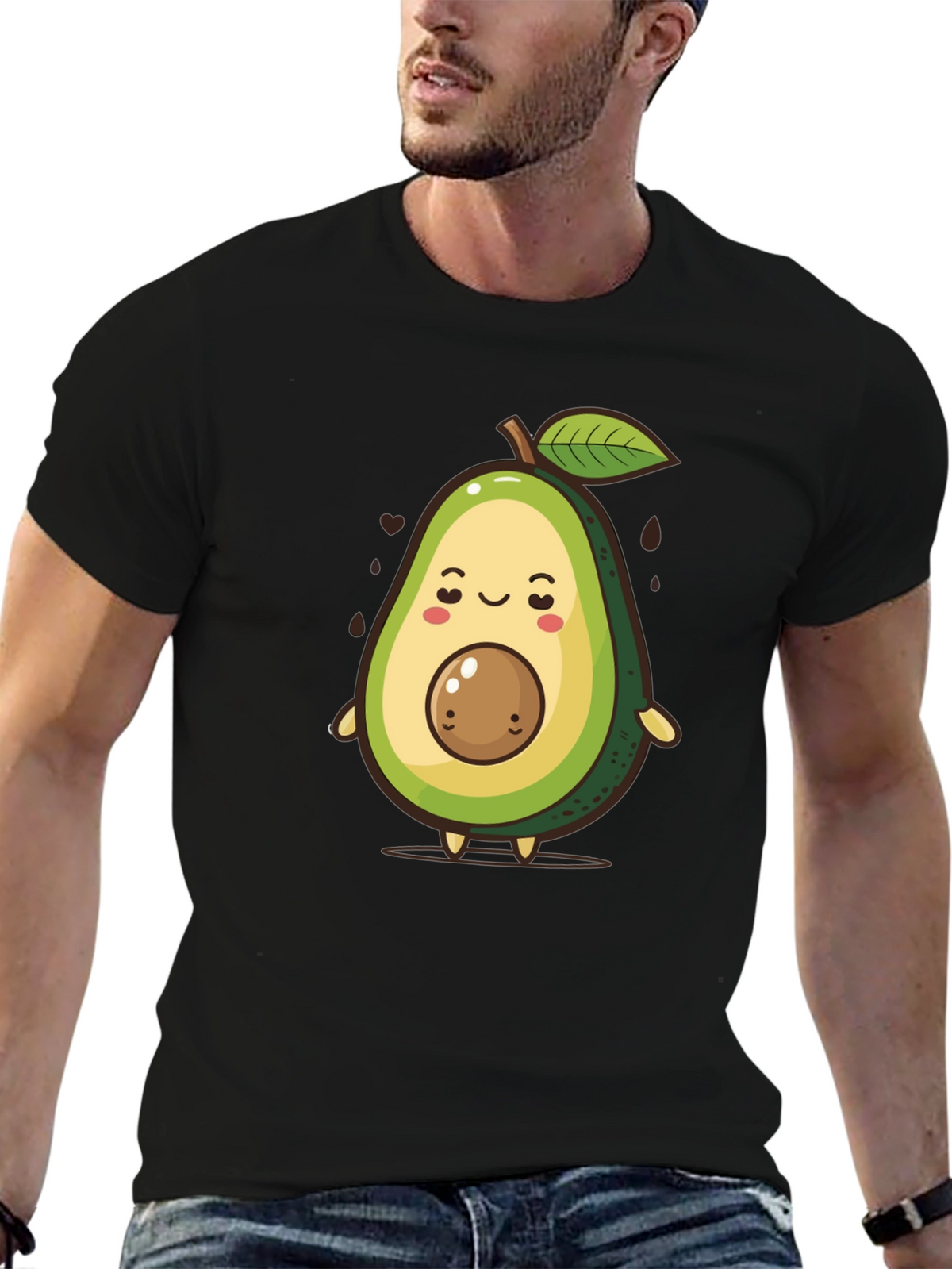 Cute Avocado Cartoon Graphic T-Shirt