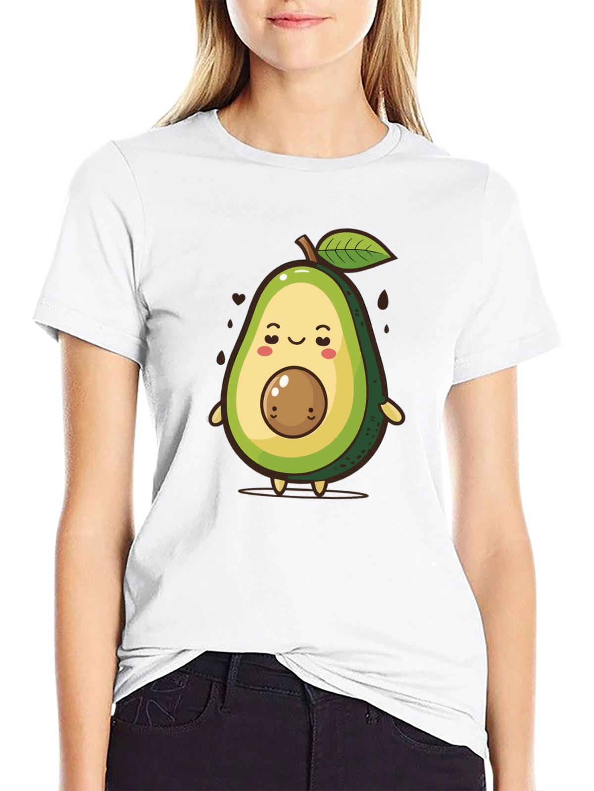 Cute Avocado Cartoon Graphic T-Shirt
