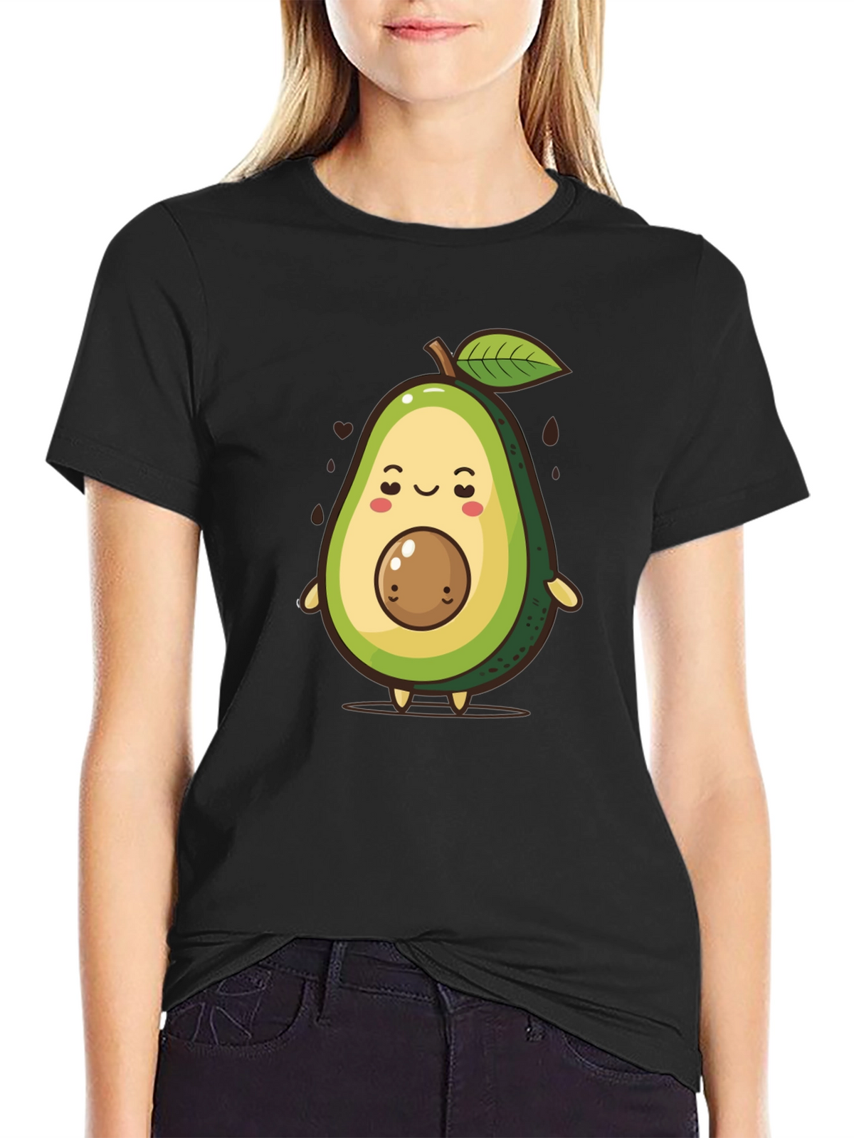 Cute Avocado Cartoon Graphic T-Shirt