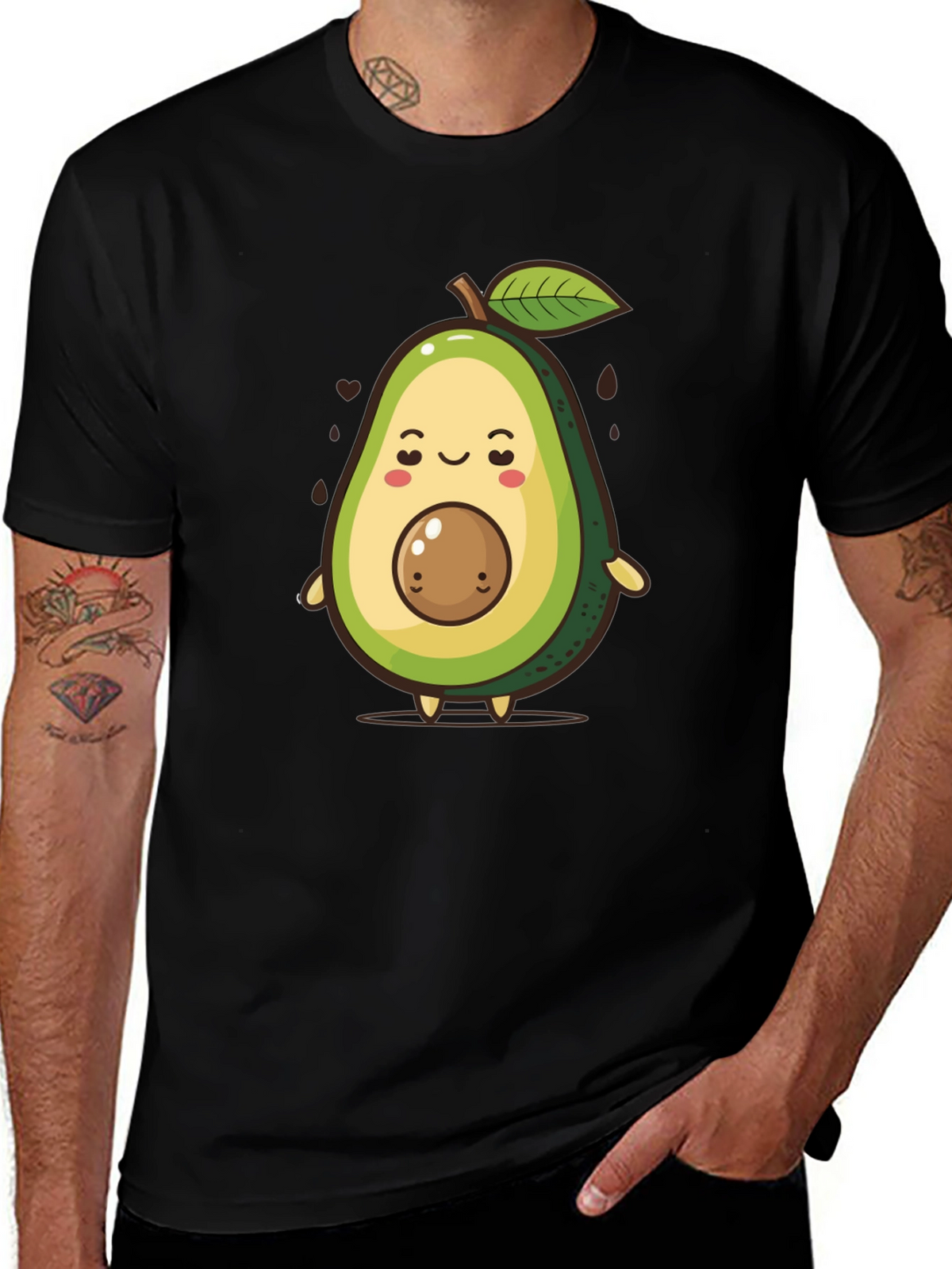 Cute Avocado Cartoon Graphic T-Shirt