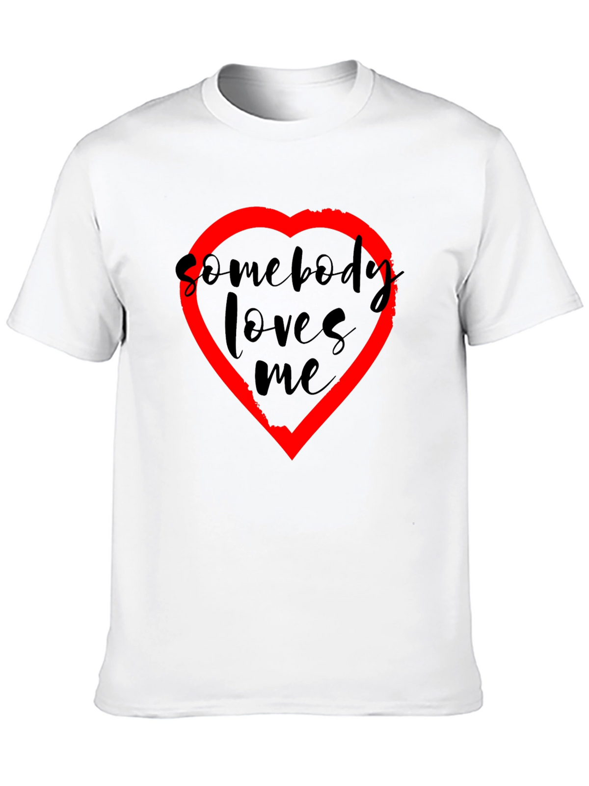Somebody Loves Me T-Shirt - Black with Red Heart