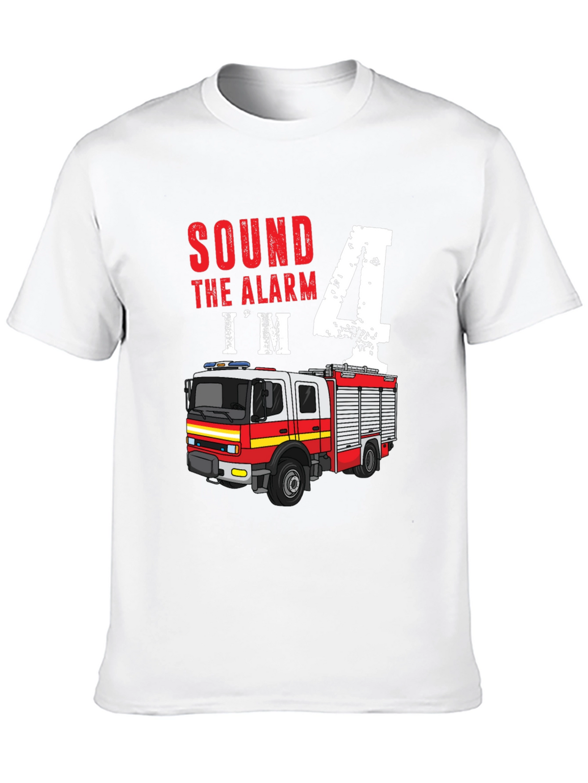 Sound the Alarm Im 4! Firetruck Birthday Shirt