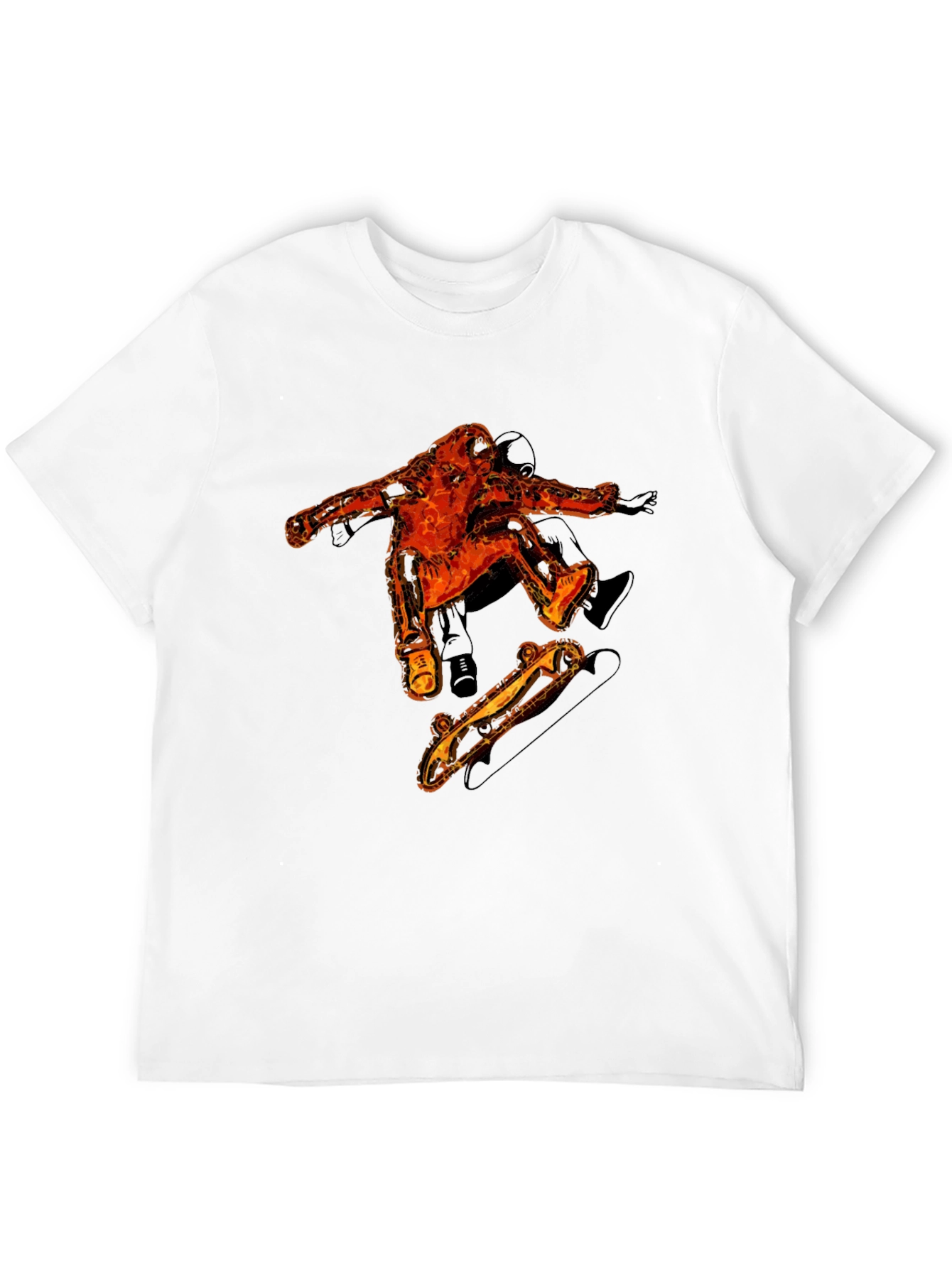 Fiery Skater Graphic Tee - Black Cotton T-Shirt