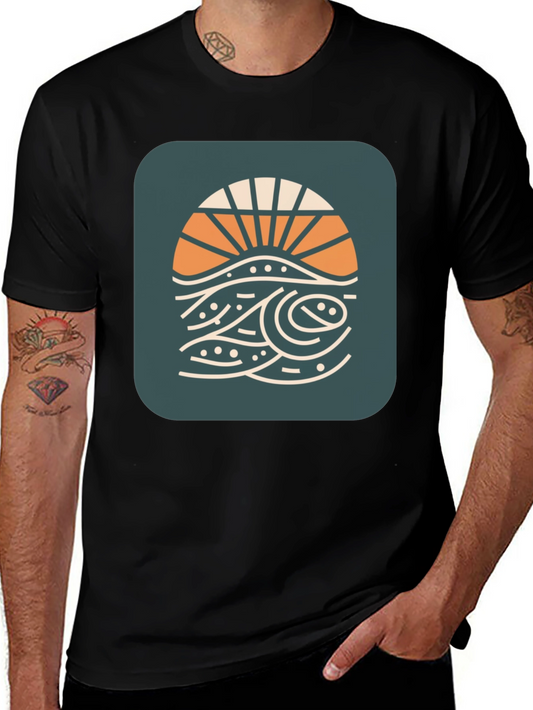 Retro Sun & Wave Graphic Tee - Stylish Comfort