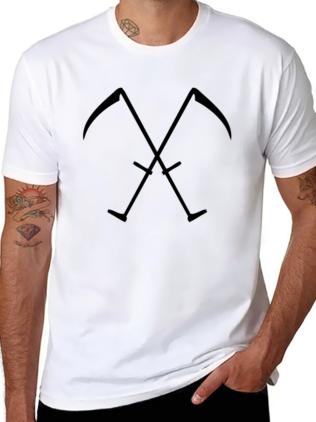 Grim Reaper Scythes Crossed Graphic T-Shirt