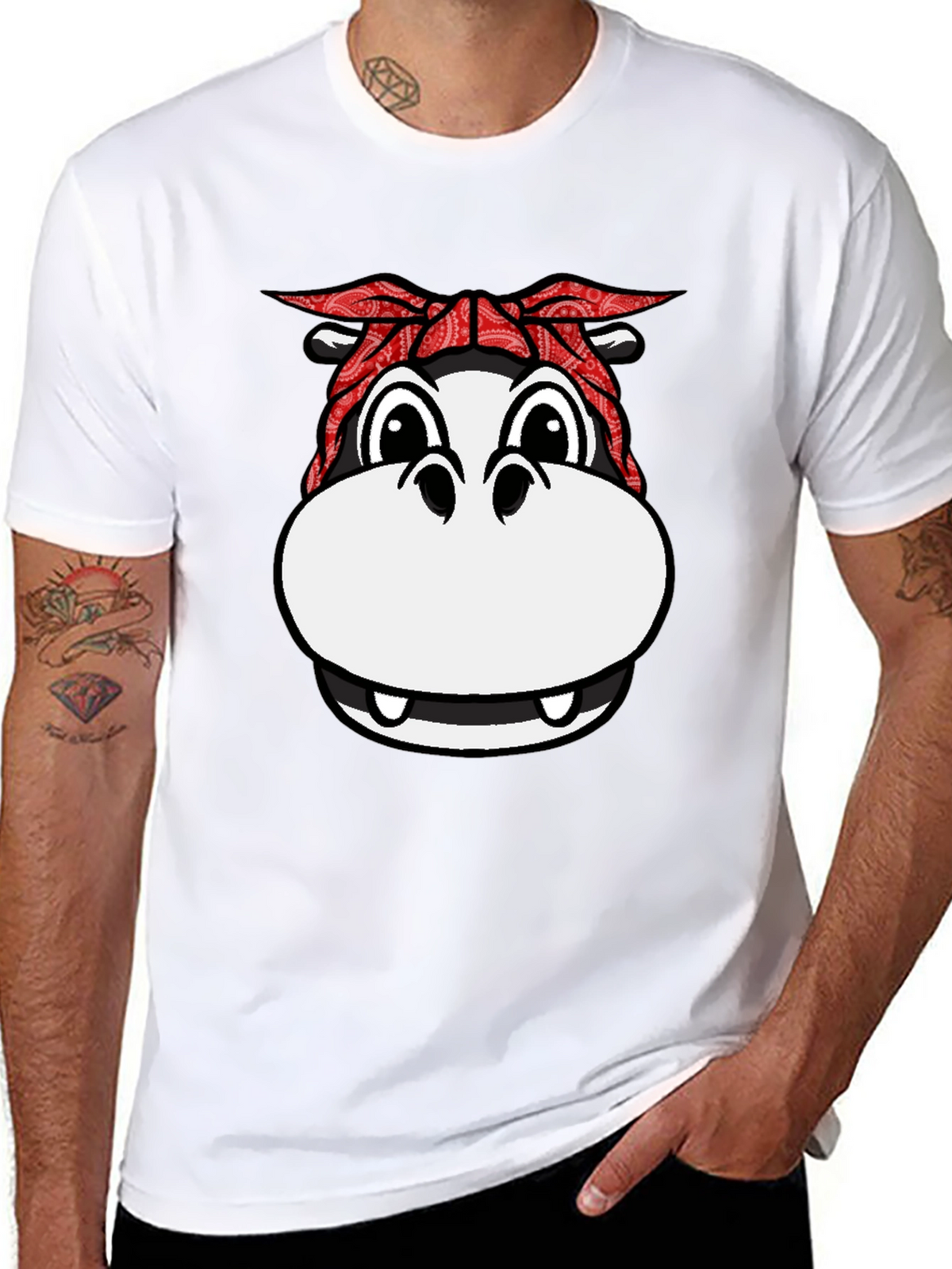 Gangster Hippo T-Shirt - Funny Animal Graphic Tee