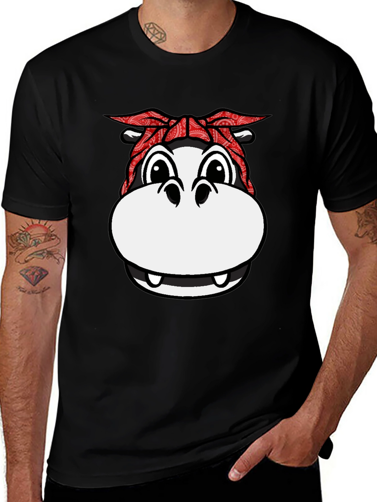 Gangster Hippo T-Shirt - Funny Animal Graphic Tee
