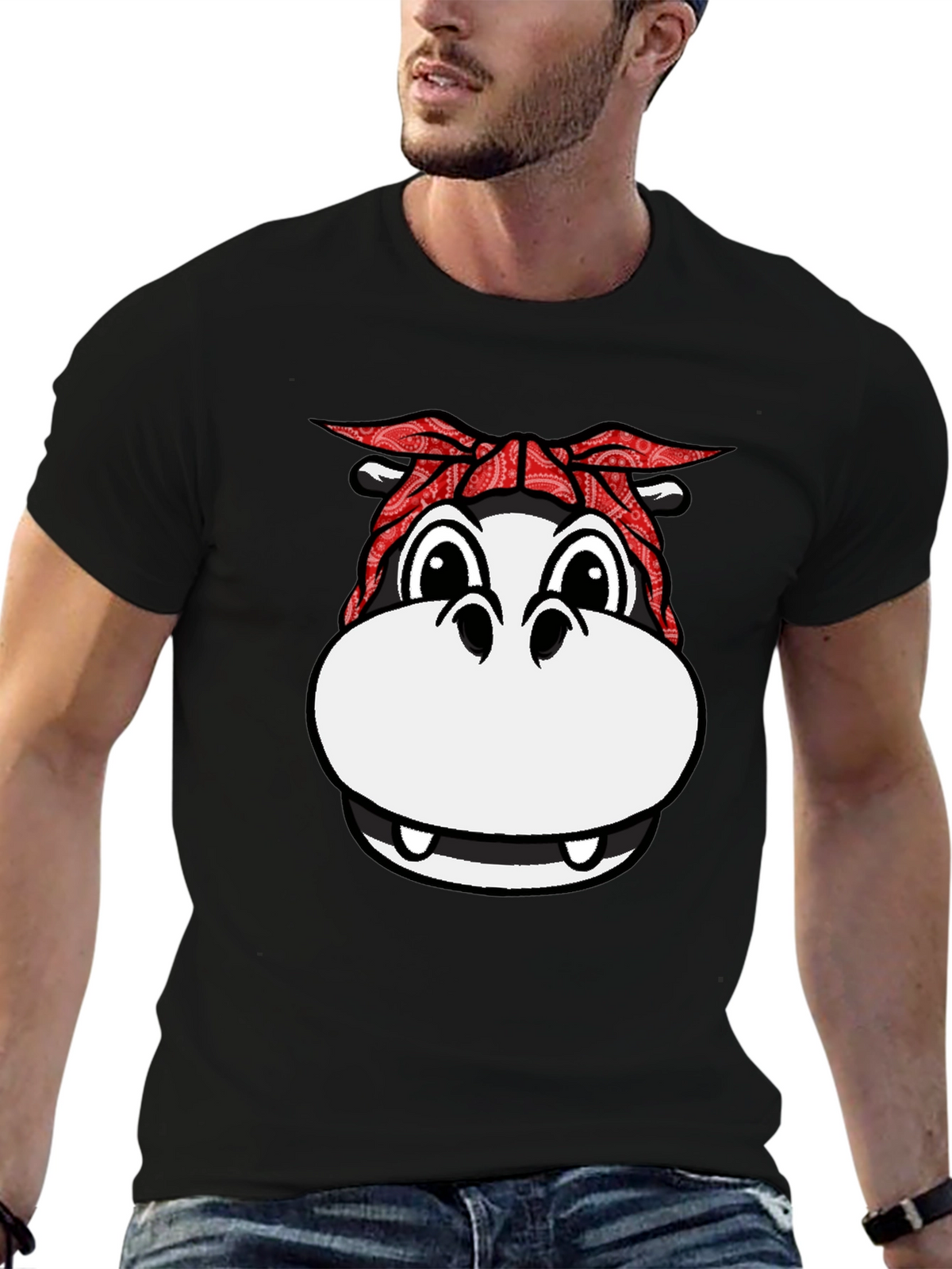 Gangster Hippo T-Shirt - Funny Animal Graphic Tee
