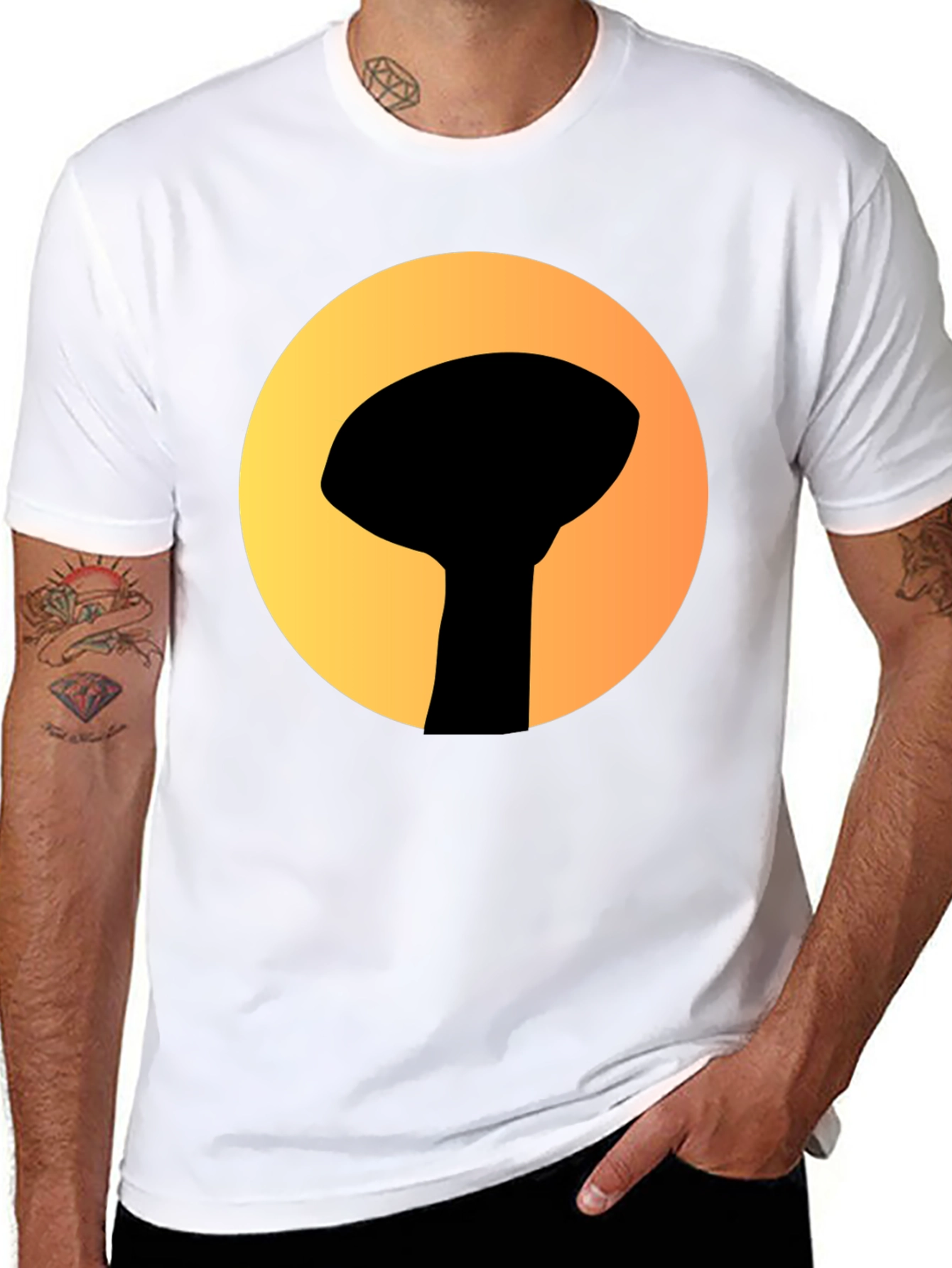 Graphic Tee: Silhouette Water Tower Art T-Shirt