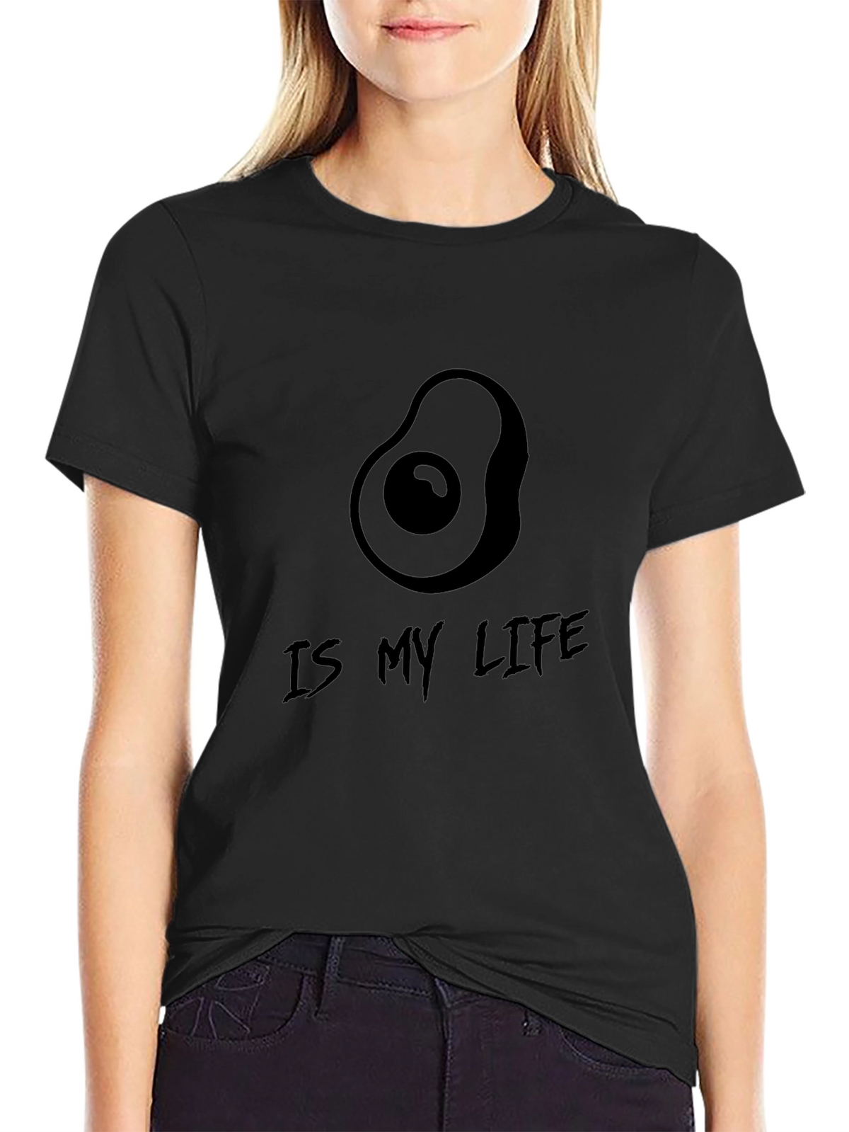 Avocado Is My Life Black Graphic Tee