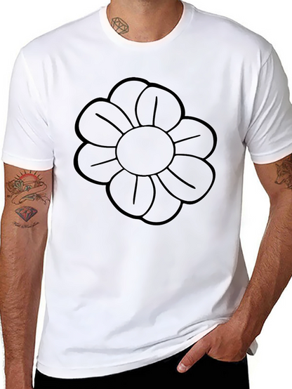 Black Flower Graphic Crew Neck T-Shirt