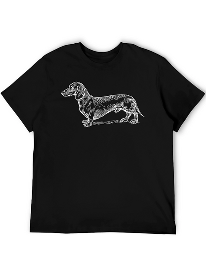 Dachshund Dog Graphic T-Shirt - Black Cotton Tee